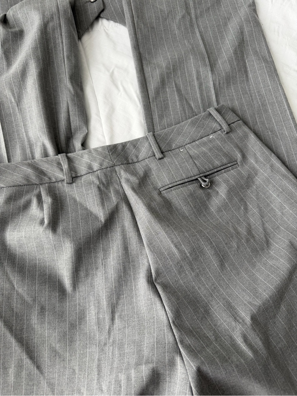 Calvin Klein Pinstripe Vest & Trouser Pantsuit Set Women’s 10 Gray Business Work - Picture 4 of 16